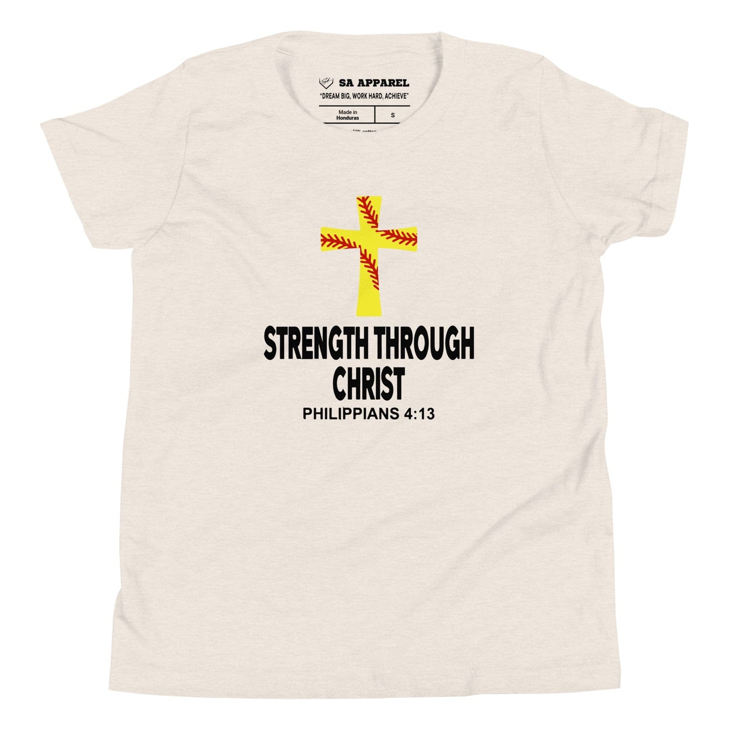 SA Apparel Youth Tee Natural / S Strength Through Christ Softball - Youth Tee