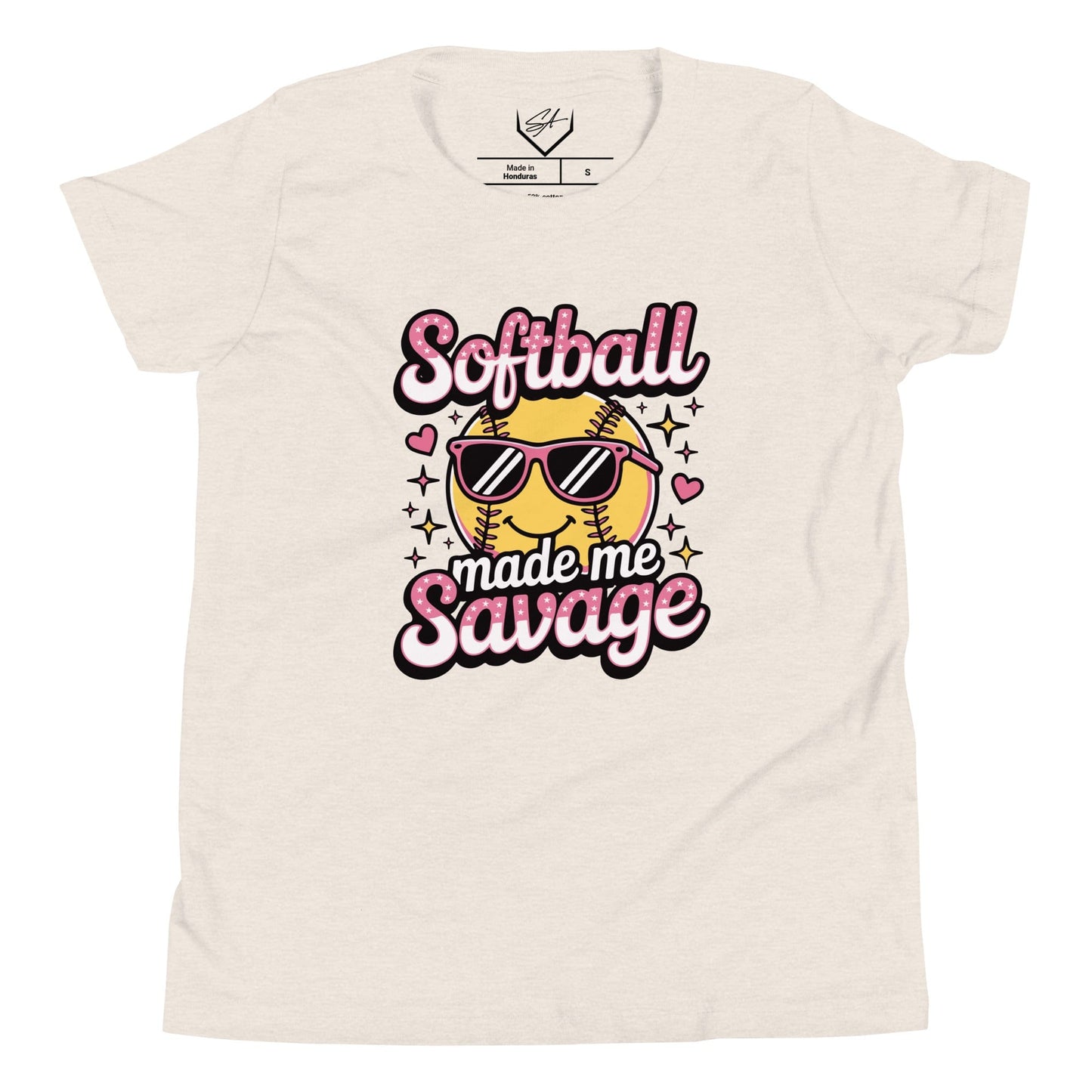 SA Apparel Heather Dust / S Softball Made Me Savage - Youth Tee