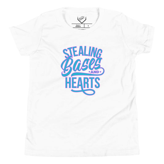 Stealing Bases And Hearts Teal - Youth Tee