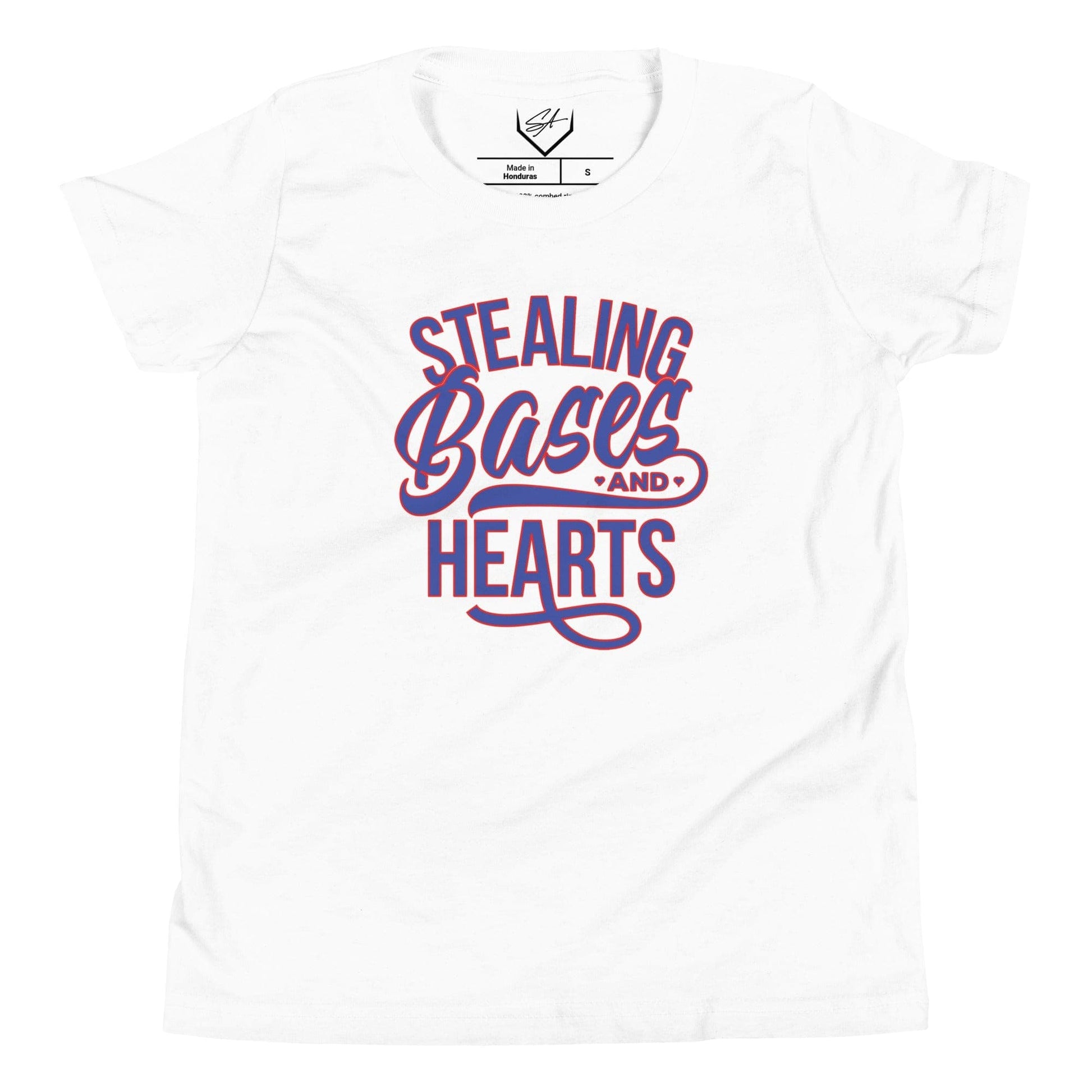 SA Apparel White / S Stealing Bases And Hearts Blue - Youth Tee