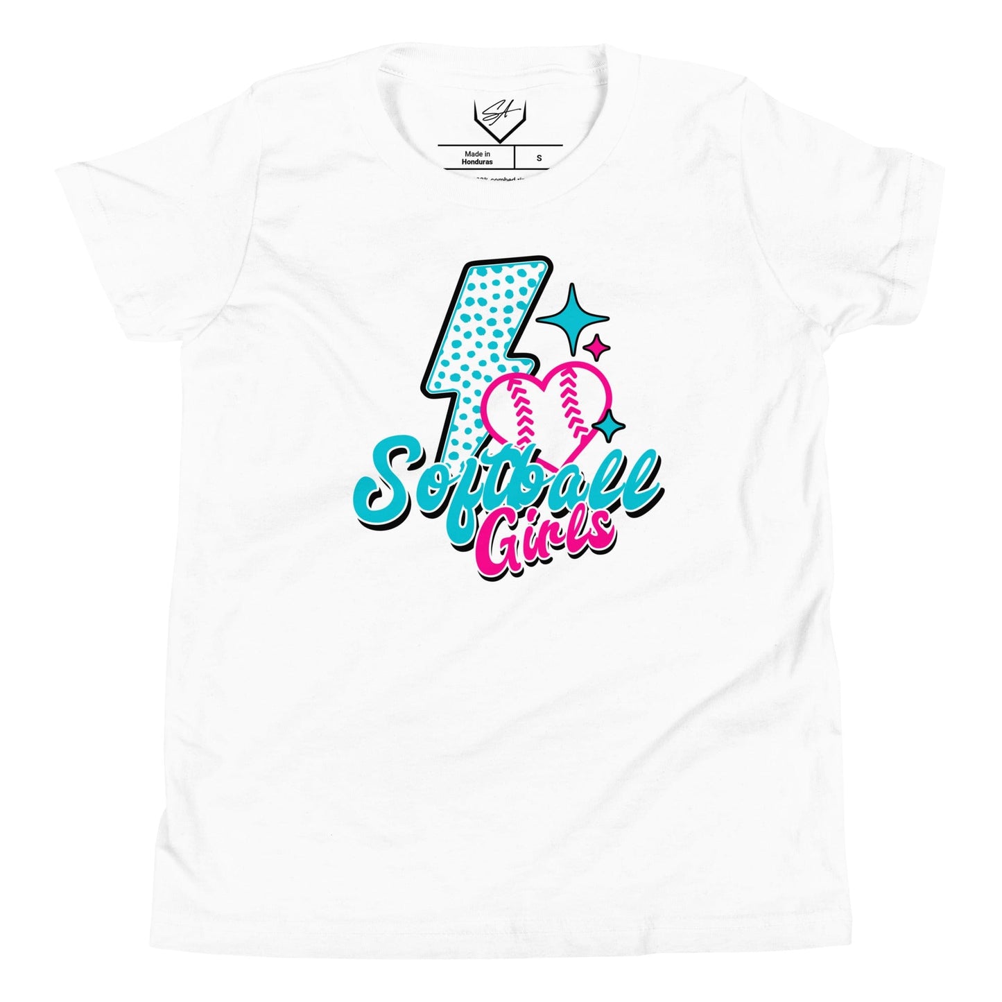 SA Apparel Youth Tee White / S / Soft Style/Cotton Softball Girls - Youth Tee