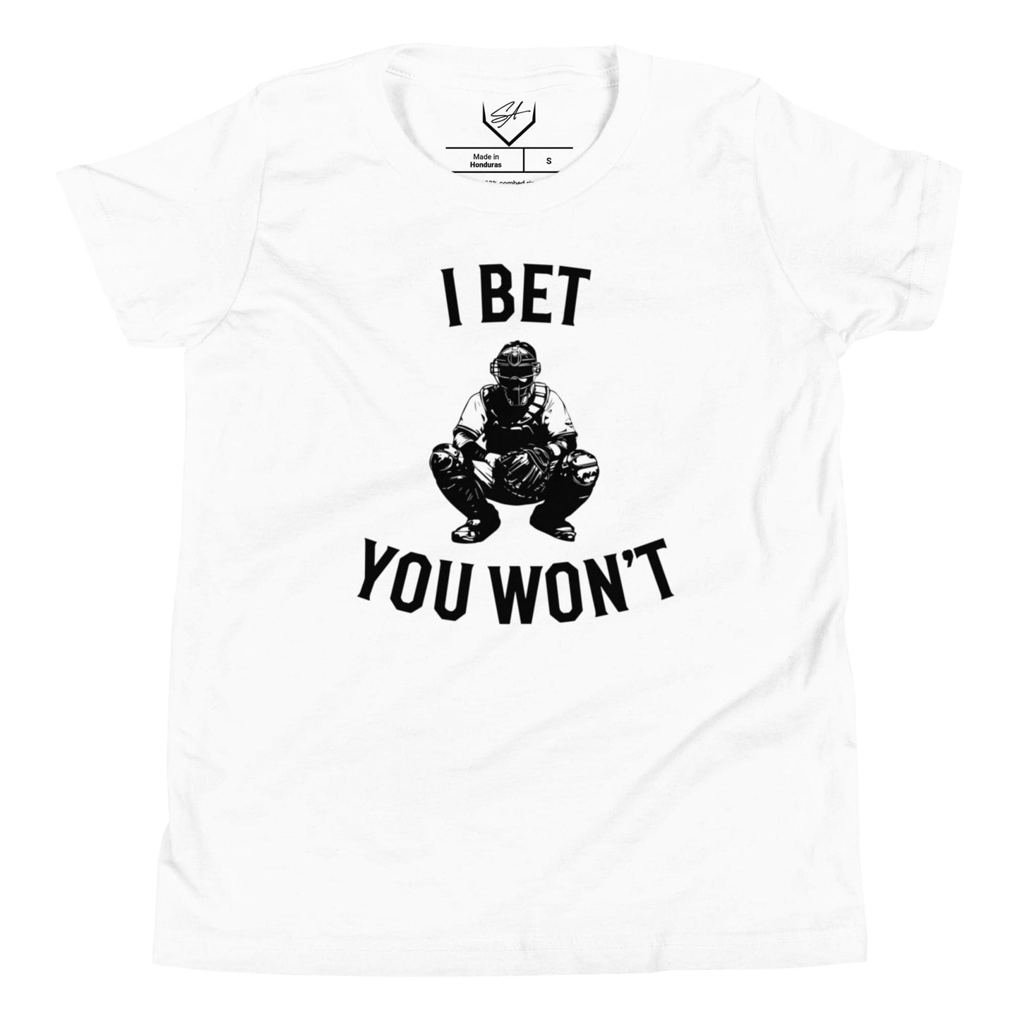 SA Apparel White / S I Bet You Won't - Youth Tee