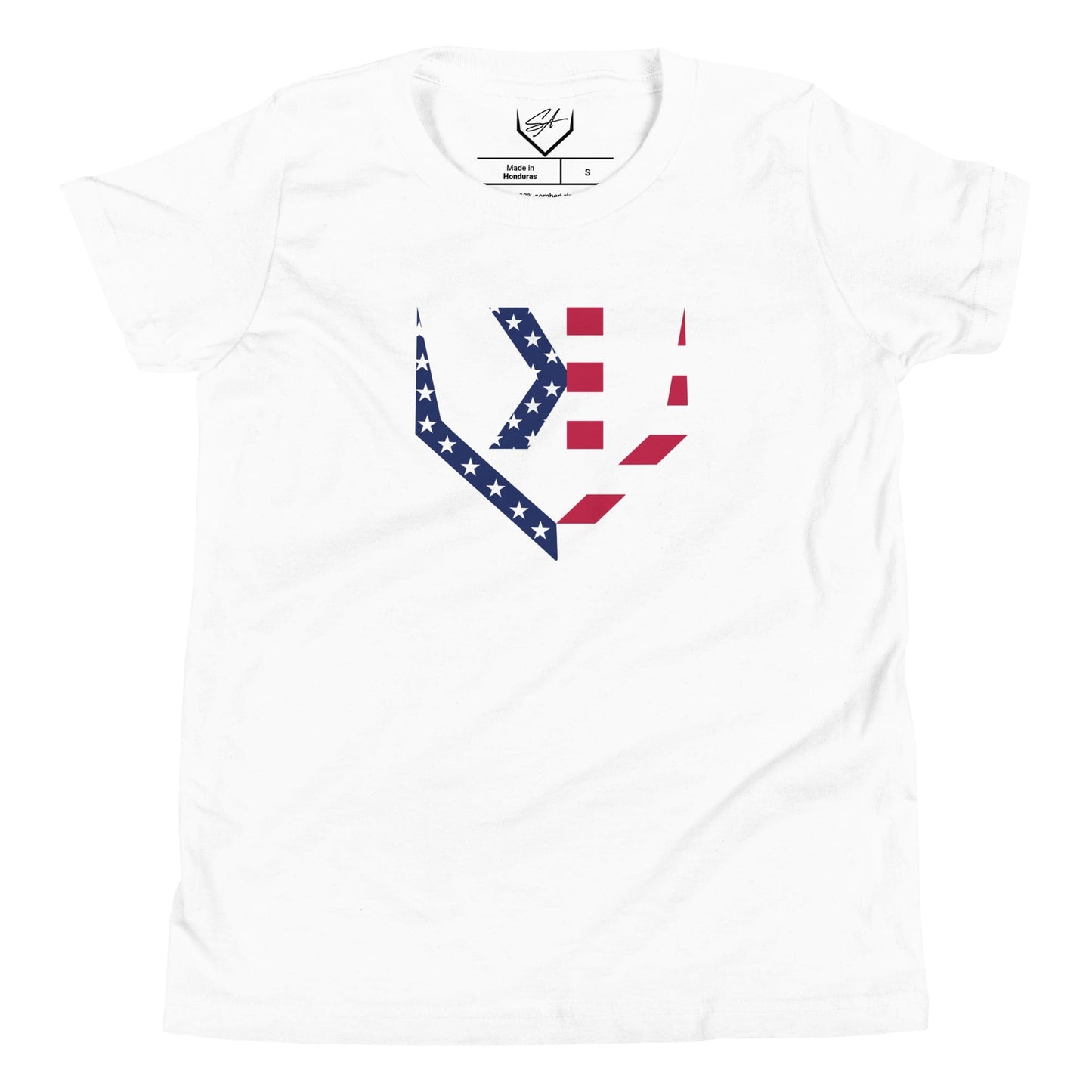 SA Apparel Youth Tee White / S American Flag Home Plate Non-Distressed - Youth Tee