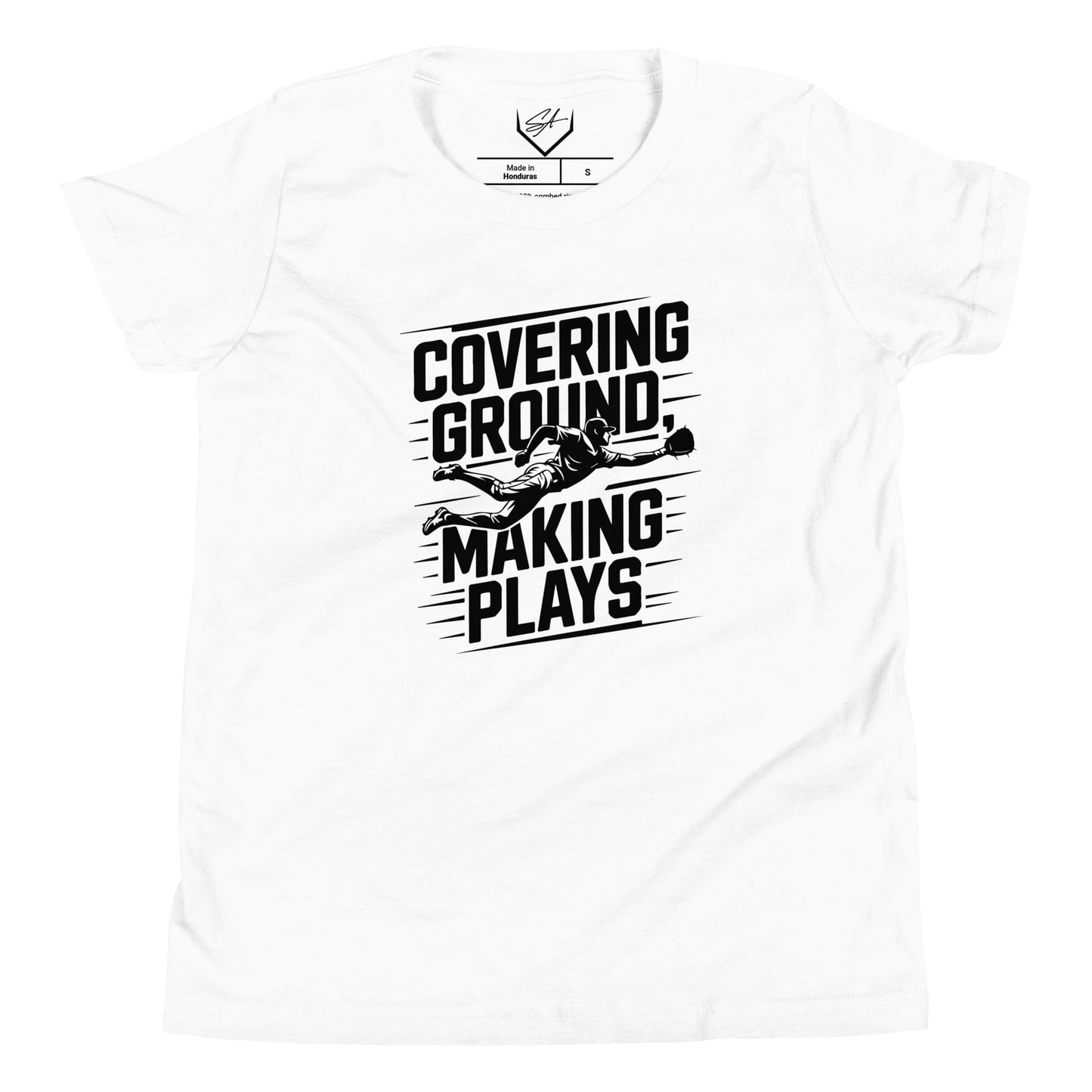 SA Apparel Youth Tee White / S Covering Ground Making Plays - Youth Tee