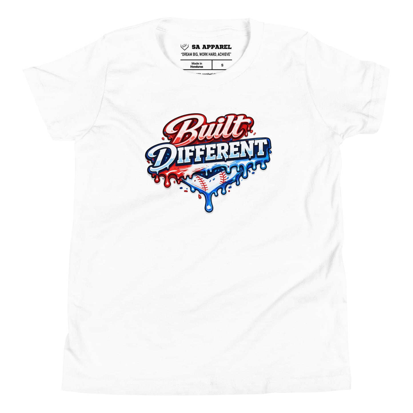 SA Apparel Youth Tee White / S / Soft Style/Cotton Built Different Baseball - Youth Tee